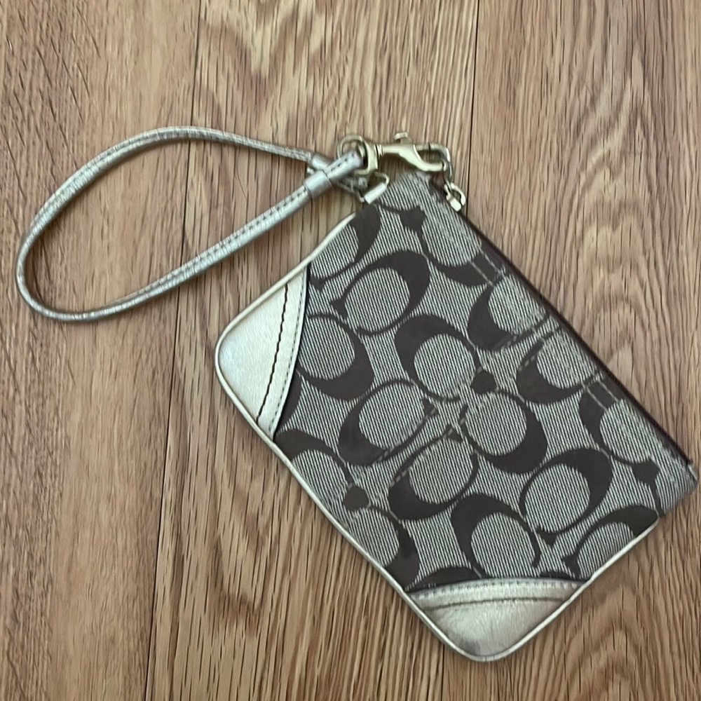 Y2k coach wristlet gold brown and tan